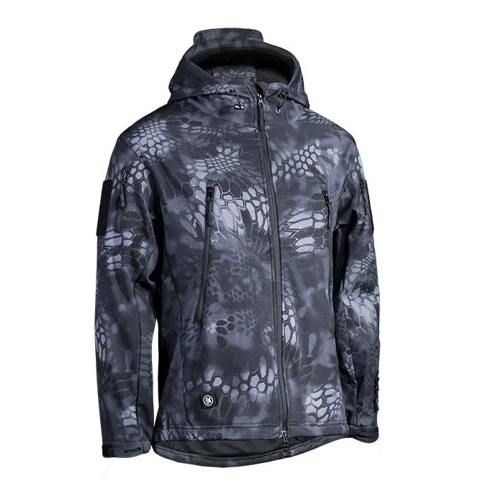 CAMO HOMME Sharkskin Soft-shell Camouflage Jacket Men Tactical Windproof Waterproof Jacket Men Army Combat Clothing Hooded Coats