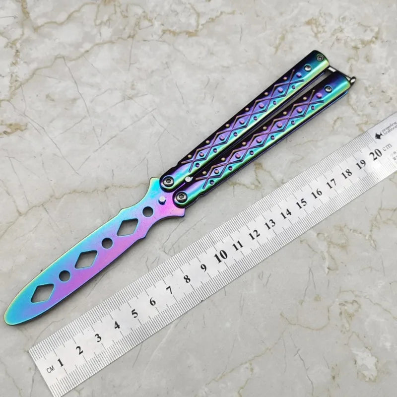 Portable Practice Butterfly Knife Alloy Steel Foldable Training Knives Transformable Outdoor Unedged Butterfly Knife for Game