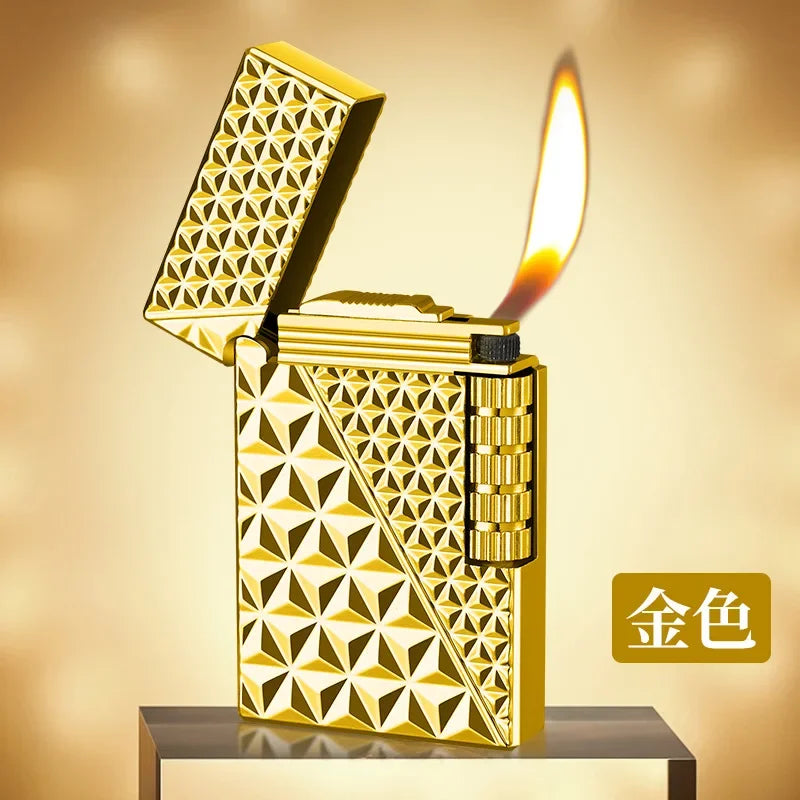 Windproof  Waterproof Metal Lighter Electroplated Dragon Embossed Pattern Red Fire Direct Cigar Lighter Men Smoke Accesoires