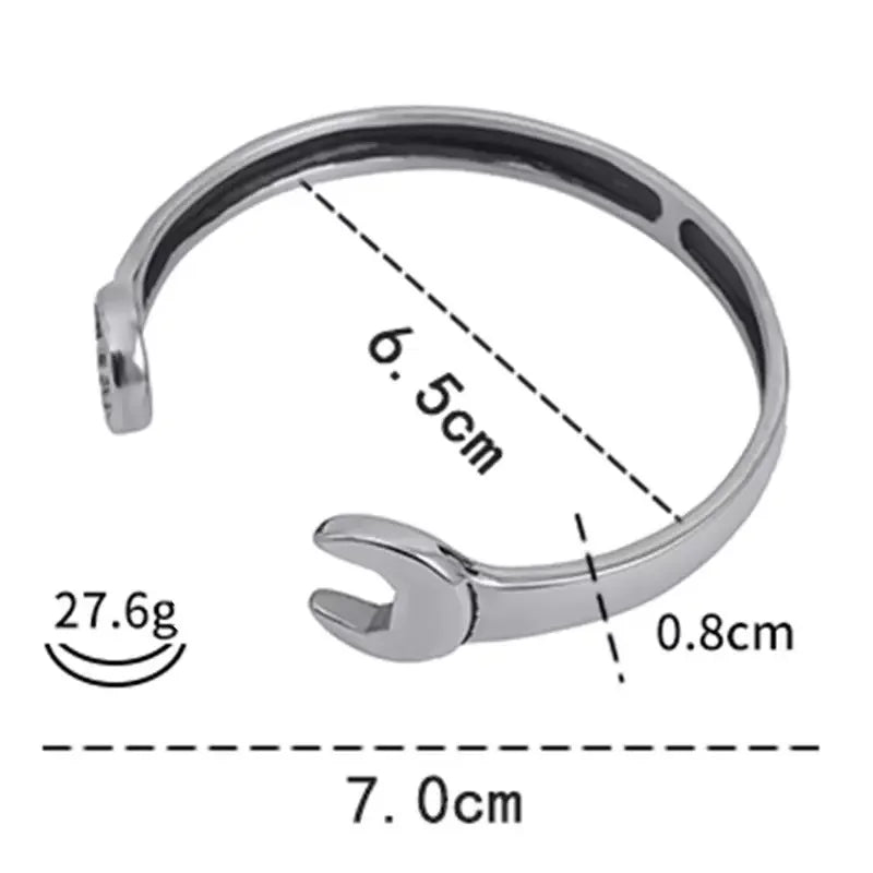 Unisex 316L Stainless Steel Biker Mechanic Wrench Tool Open Biker Bracelet Bangle
