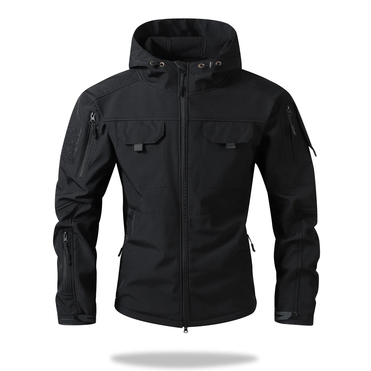 Waterproof Jacket Men Outdoor Softshell Hiking Jacket Hunting Coat Multi-Pockets Military Hooded Fleece Lined Rain Resistent