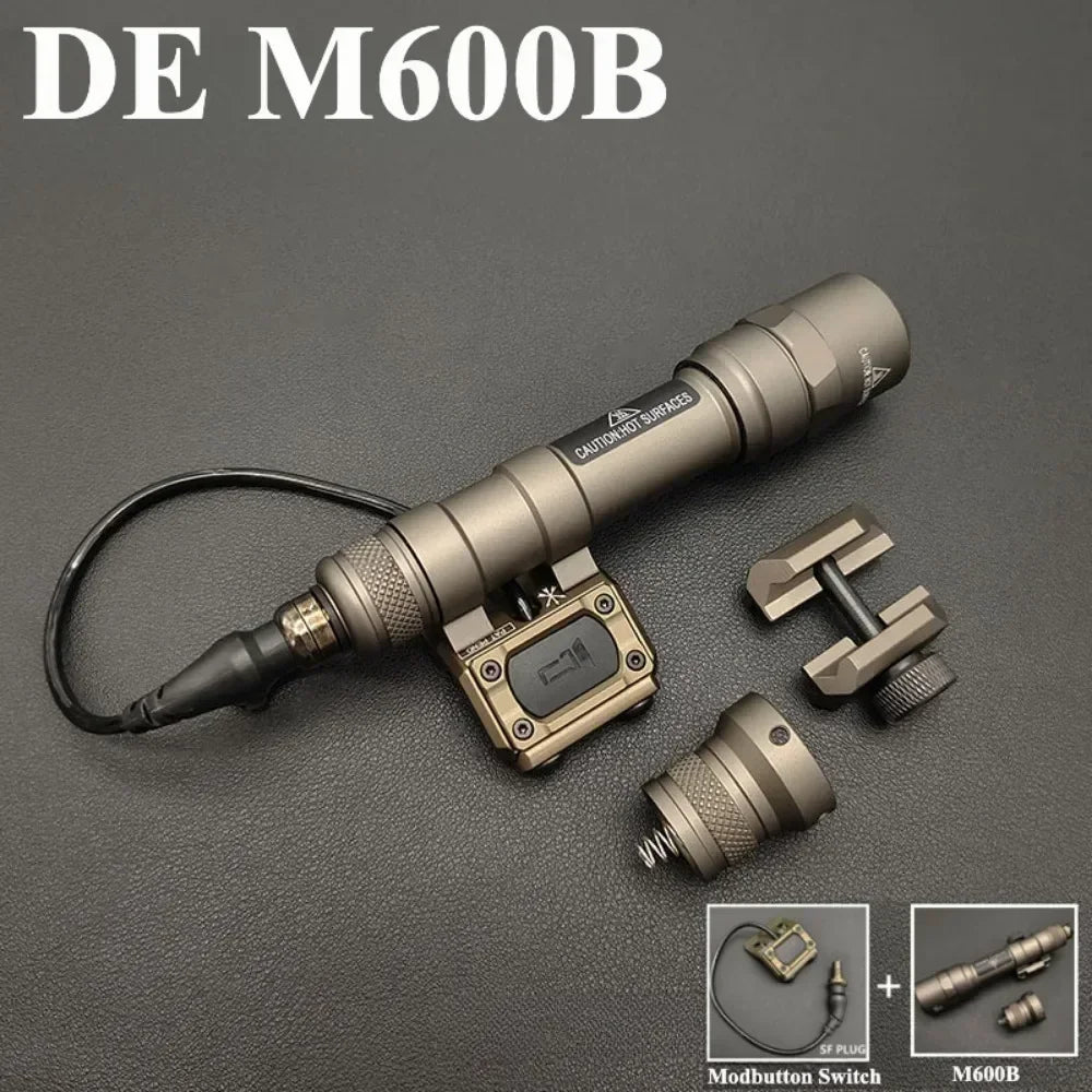 M300B M600B Tactical LED Strobe Flashlight Weapon Gun Light Fit MLOK 20MM Rail Scout Light with Switch for Outdoor Hunting