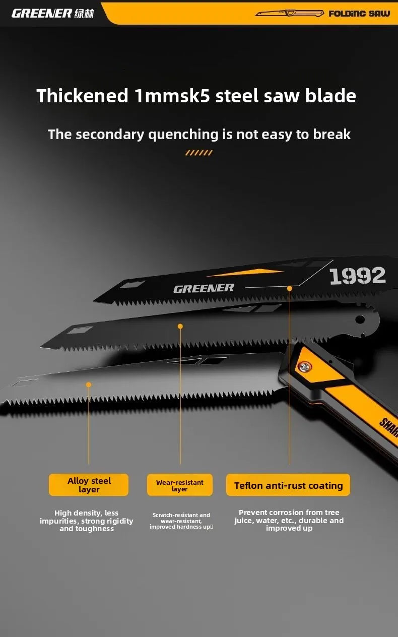 High Quality Manganese Steel Folding Hand Saw for Household Use and Outdoor Wood Sawing Perfect for Hand - held Manual Operation