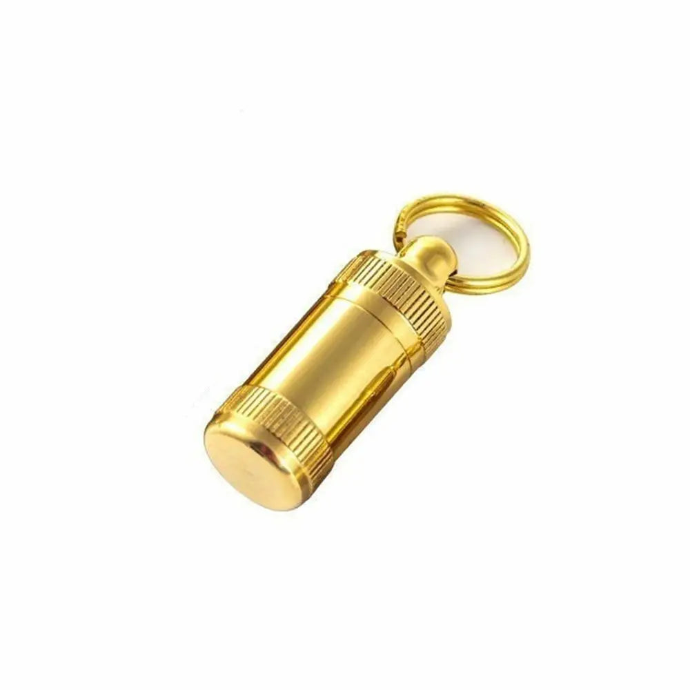 Outdoor Adventure Brass Pill Case - Waterproof Keychain Pill Container (Portable for Hiking/Camping)
