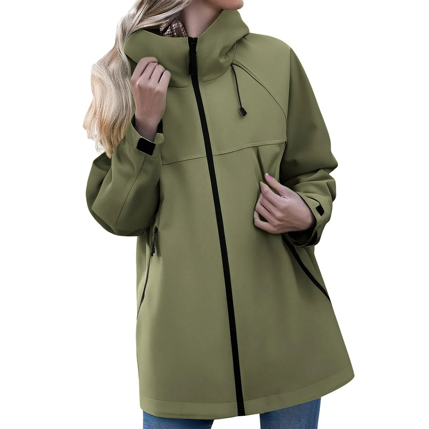 Women's Outdoor Jacket Casual Zipper Hooded Jacket Breathable Windproof Waterproof and Stain-resistant Mountaineering Clothing