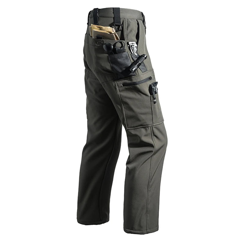 Men's Winter Autumn Fleece Sharkskin Waterproof Tactical Military Camping Hiking Jackets Climbing Hunting Coats Combat Pants