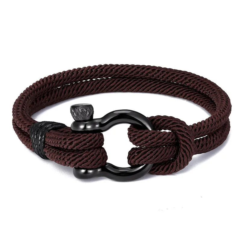 Navy Style Camping 2025 New Simple Parachute Cord Survival Anchor Bracelet Men Women with Black Stainless Steel Sport Buckle