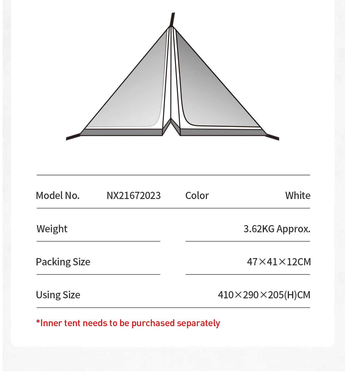MOBI GARDEN Camping Pyramid Tent 4-6 Person Waterproof UV Protection Home Outdoor 3 Seasons Forest Tower 280