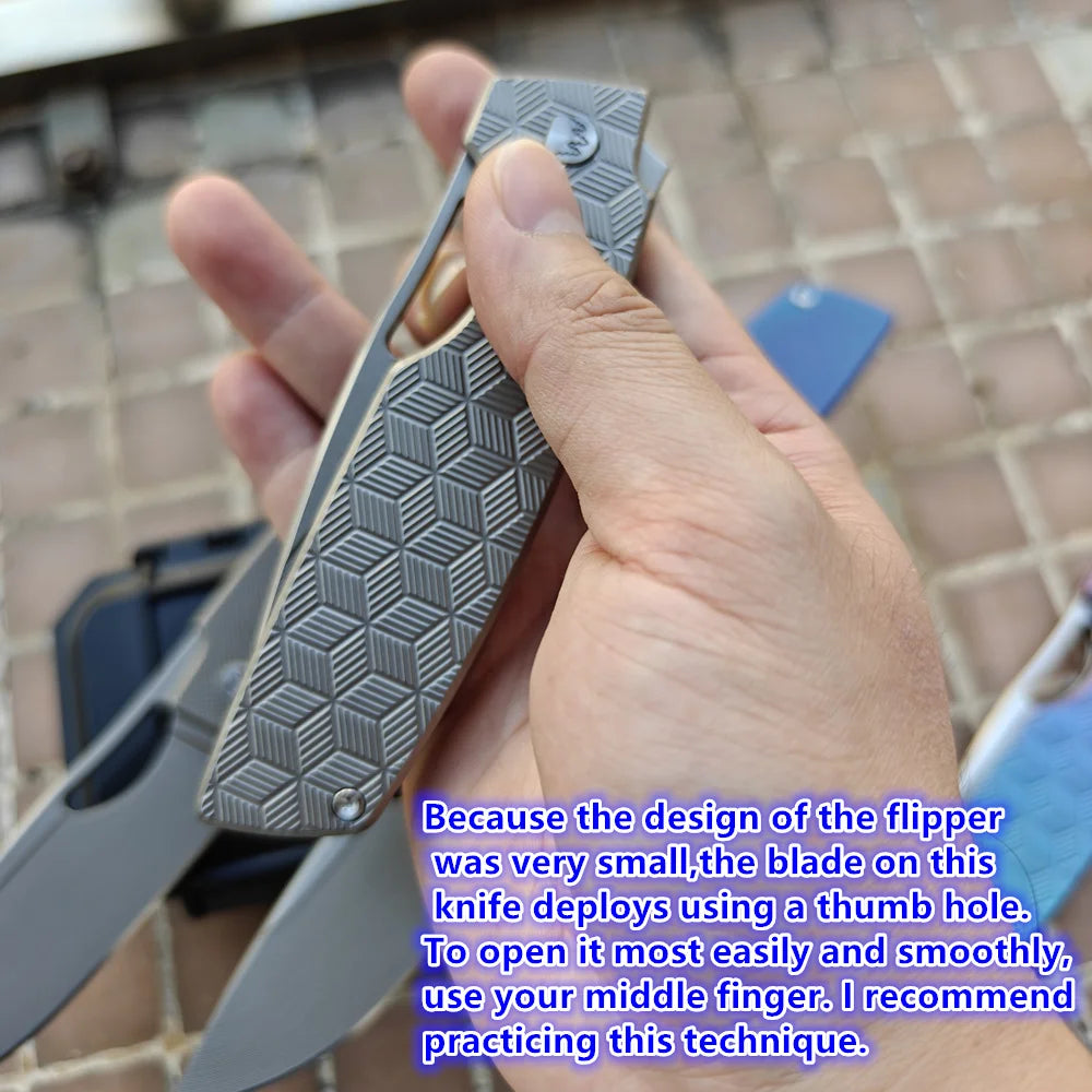 JUFULE New Cedar Step Milled Blade Folding Knife Titanium Handle Ceramic Bearings 154CM Pocket Hunting Outdoor EDC Camping Tool