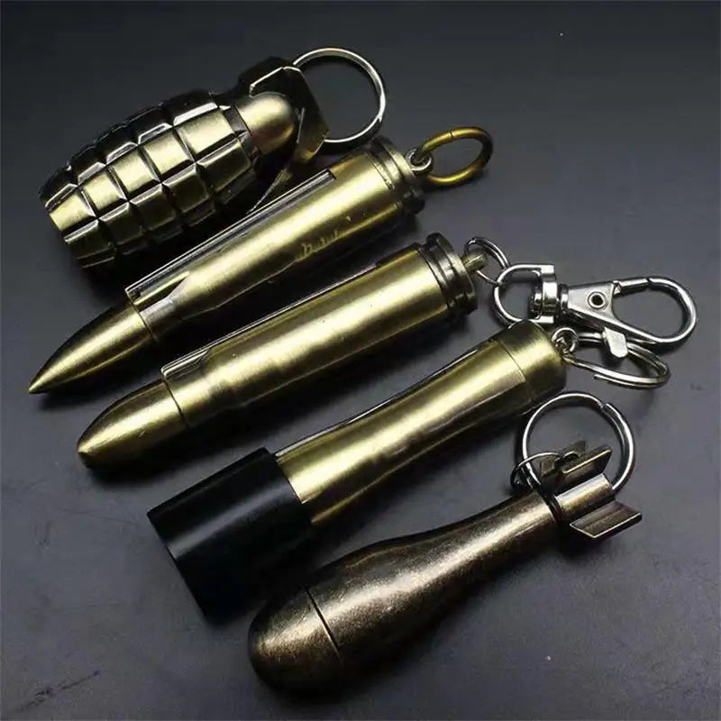 Metal Keychain Match Lighter, Portable Retro Waterproof Lighter, Emergency Survival Equipment Lighter Barbecue Camping Gifts