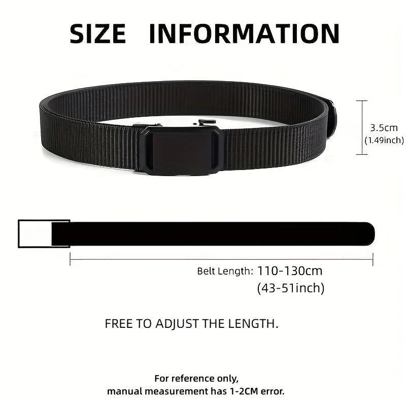 New Automatic Buckle Belt, Canvas Tactical Workwear Casual Outdoor Military Training Pants Belt For Men