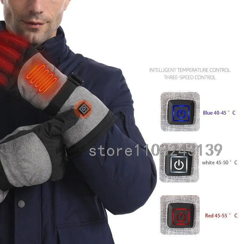 Winter Heated Gloves With Battery Box Heating Hand Warmer Thermal Gloves Waterproof Snowboard Cycling Motorcycle Bicycle Ski