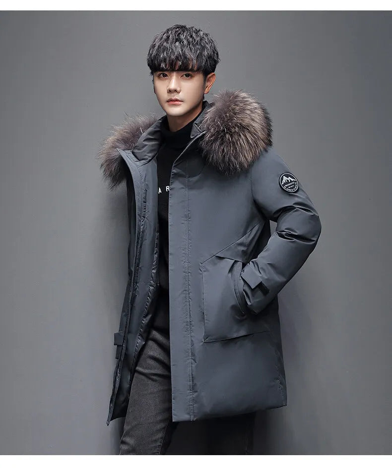 Outdoor Hiking Camping in Winter Windproof Warm Casual Fur Collar Feather Jacket Comfortable Versatile Warm Down Jacket