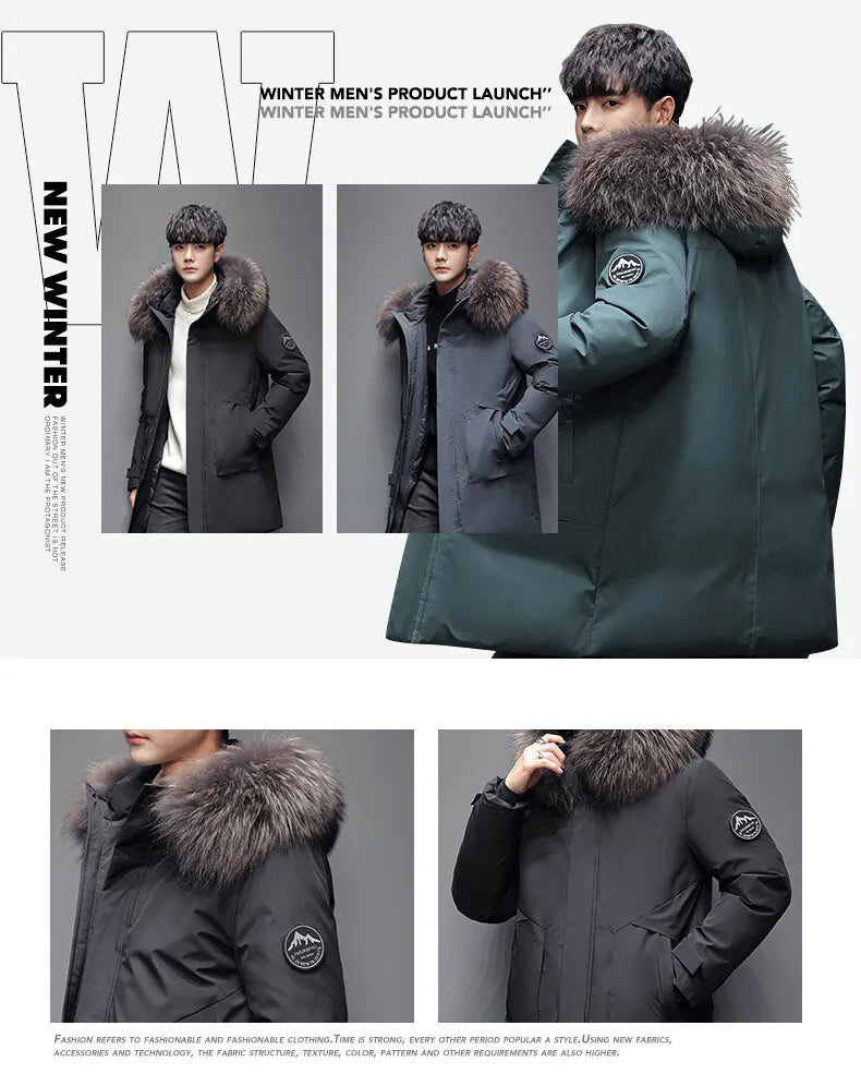 Outdoor Hiking Camping in Winter Windproof Warm Casual Fur Collar Feather Jacket Comfortable Versatile Warm Down Jacket
