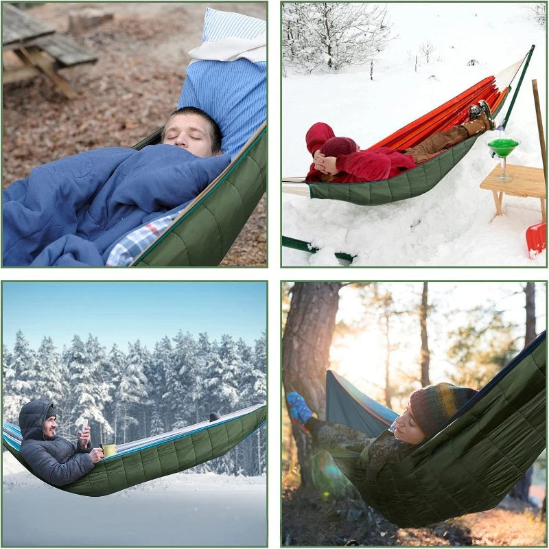 Outdoor Hammock Underquilt Camping Hammocks Sleeping Bag Cold Protection 3 Season Warm Cotton Hammock Underquilt Blanket Winter
