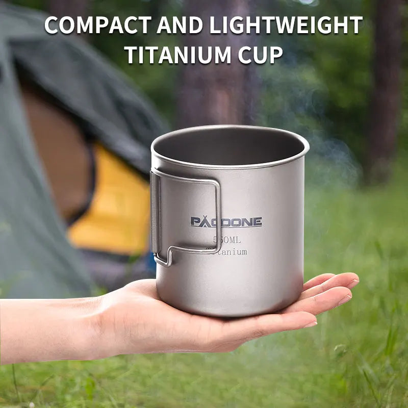 PACOONE Camping Mug Titanium Cup Tourist Tableware Picnic Utensils Outdoor Kitchen Equipment Travel Cooking Set Cookware Hiking