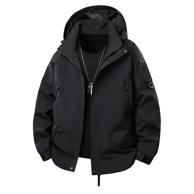 Unisex Hiking Jacket Men Outdoor Waterproof Climbing Fishing Hooded Jacket Autumn Spring Women Windproof Detachable Camping Coat
