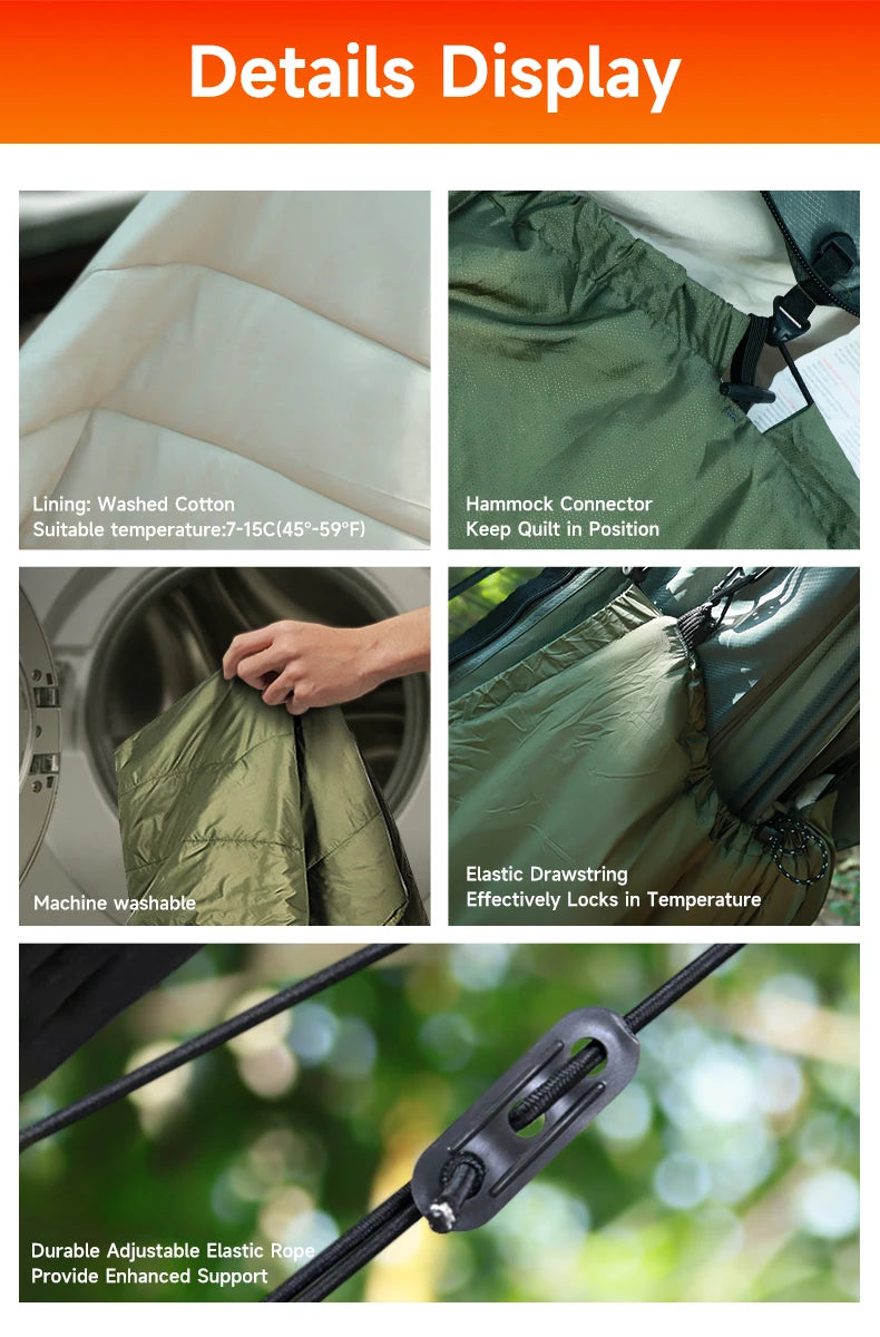 Hammock Underquilt for Camping Hammock, Warm Insulation Ultralight 4 Season Under Quilt for Hammocks,Hiking, Backpacking