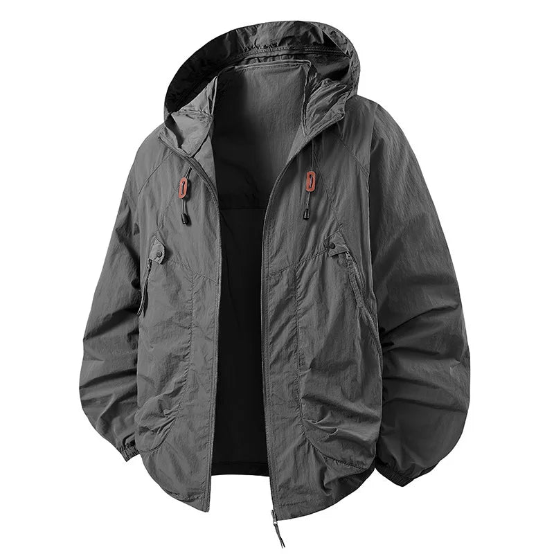Men's Fishing Hooded Jacket Hiking Mountain Sport Waterproof Lightweight Windbreaker Rain Shell 2025 Camping Sun-proof Raincoat