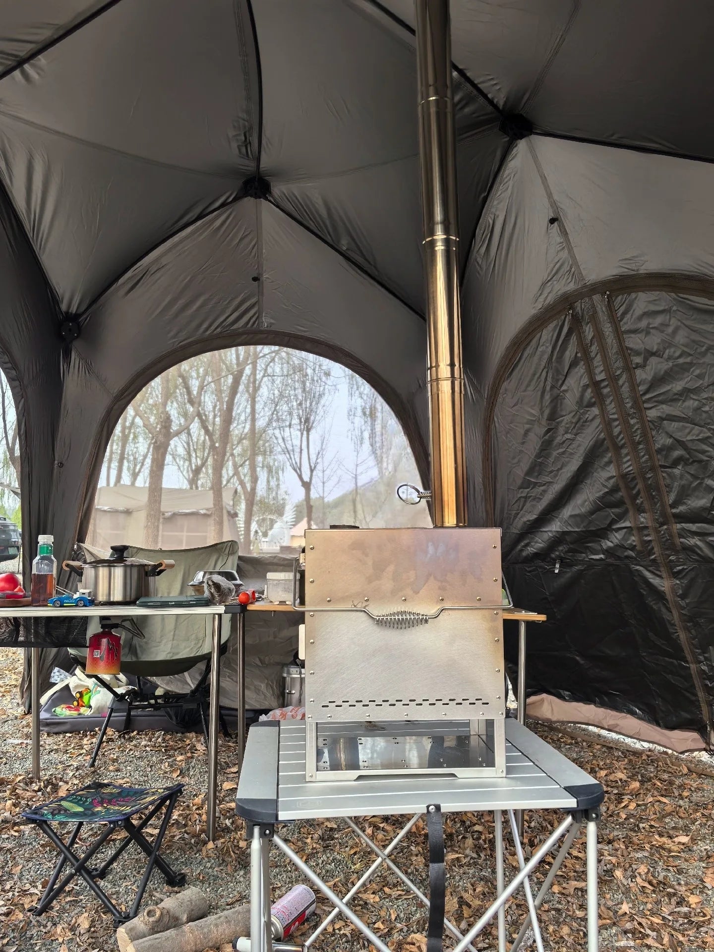 Stainless Steel Smokeless Fireplace Multifunctional Tent Firewood Stove Camping Firewood Stove Portable Heating Stove