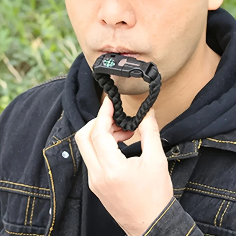 10-in-1 Multifunctional Survival Bracelet with Compass, WhistleLine Rope  for Outdoor Adventures and Emergencies
