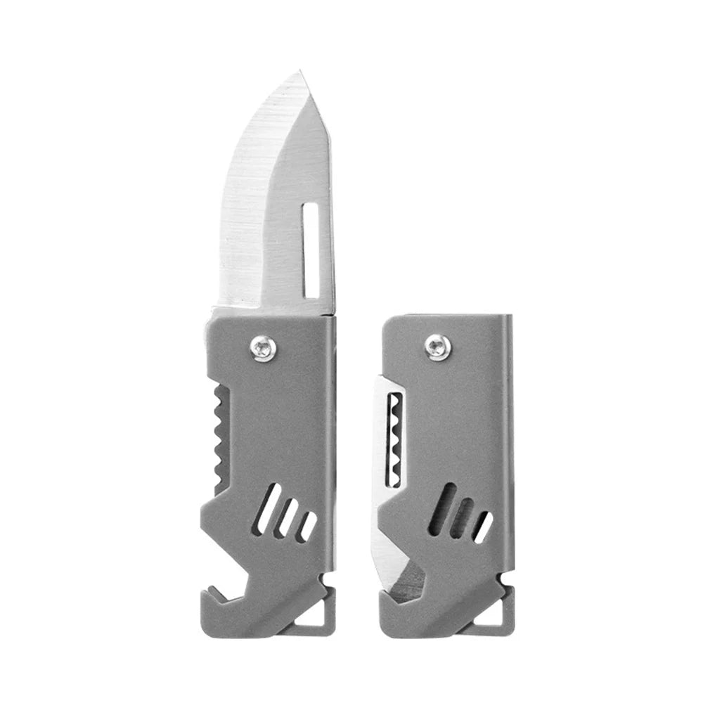 New Outdoor Folding Pocket Knife Keychain D2 Steel Sharp Cutting Camping Survival Tool Bottle Opener Portable Key Chain Pendant