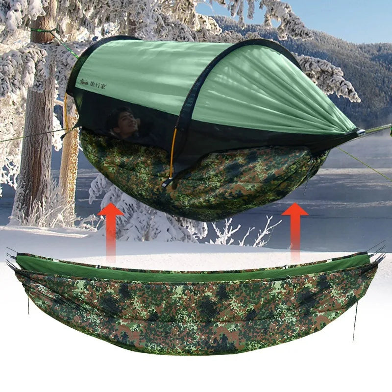 TRAVELER All-in-One Sleeping Bag Hammock, Portable Outdoor Camping Bed with Underquilt, Cold Proof Windproof Travel Gear