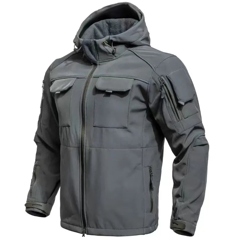 Men's Winter Autumn Fleece Sharkskin Waterproof Tactical Military Camping Hiking Jackets Climbing Hunting Coats Combat Pants