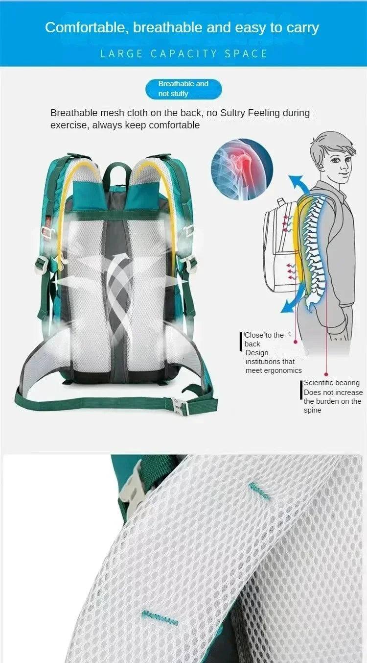 40L outdoor hiking camping backpack outdoor waterproof lightweight mountaineering bag cycling backpack with waterproof cover