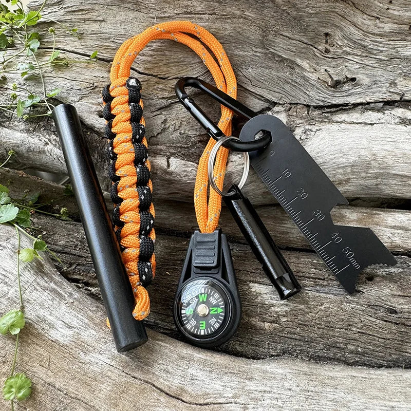 Bear Grylls Survival Fire Starter Magnesium Flint Rod, Portable Emergency Firesteel Kit Compass Whistle for Camping Hiking Tool