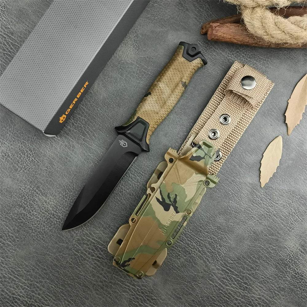 GB 1500 Military Tactical Fixed Blade Knife 8Cr13Mov Blade Plastic Handle Outdoor Hiking Camping Hunting Cutting Survival Tools
