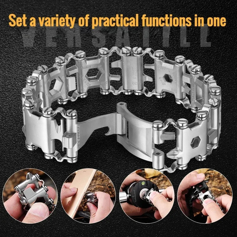 Outdoor Multi functional Tool Bracelet Pedal Stainless Steel Bolt Driver Wearable Bicycle Multi functional Outdoor Tool