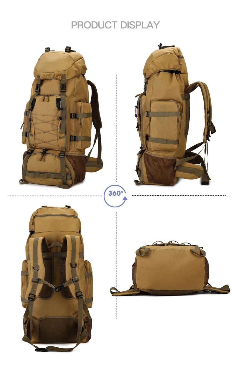 Tactical Climbing Backpack Large Capacity Travel Bag Outdoor Shoulder Camping Hiking Rucksack Men Women Mountaineering Backpack