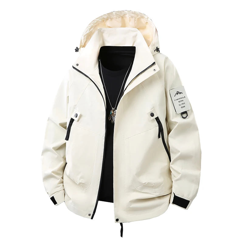 Unisex Hiking Jacket Men Outdoor Waterproof Climbing Fishing Hooded Jacket Autumn Spring Women Windproof Detachable Camping Coat