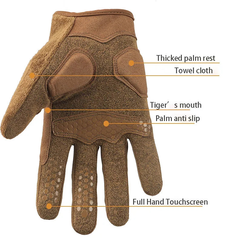 Men Tactical Gloves Touch Screen Cycling Sports Outdoor Motorcycle Riding Bike Running Outdoor Anti Slip Shock Absorption Gloves