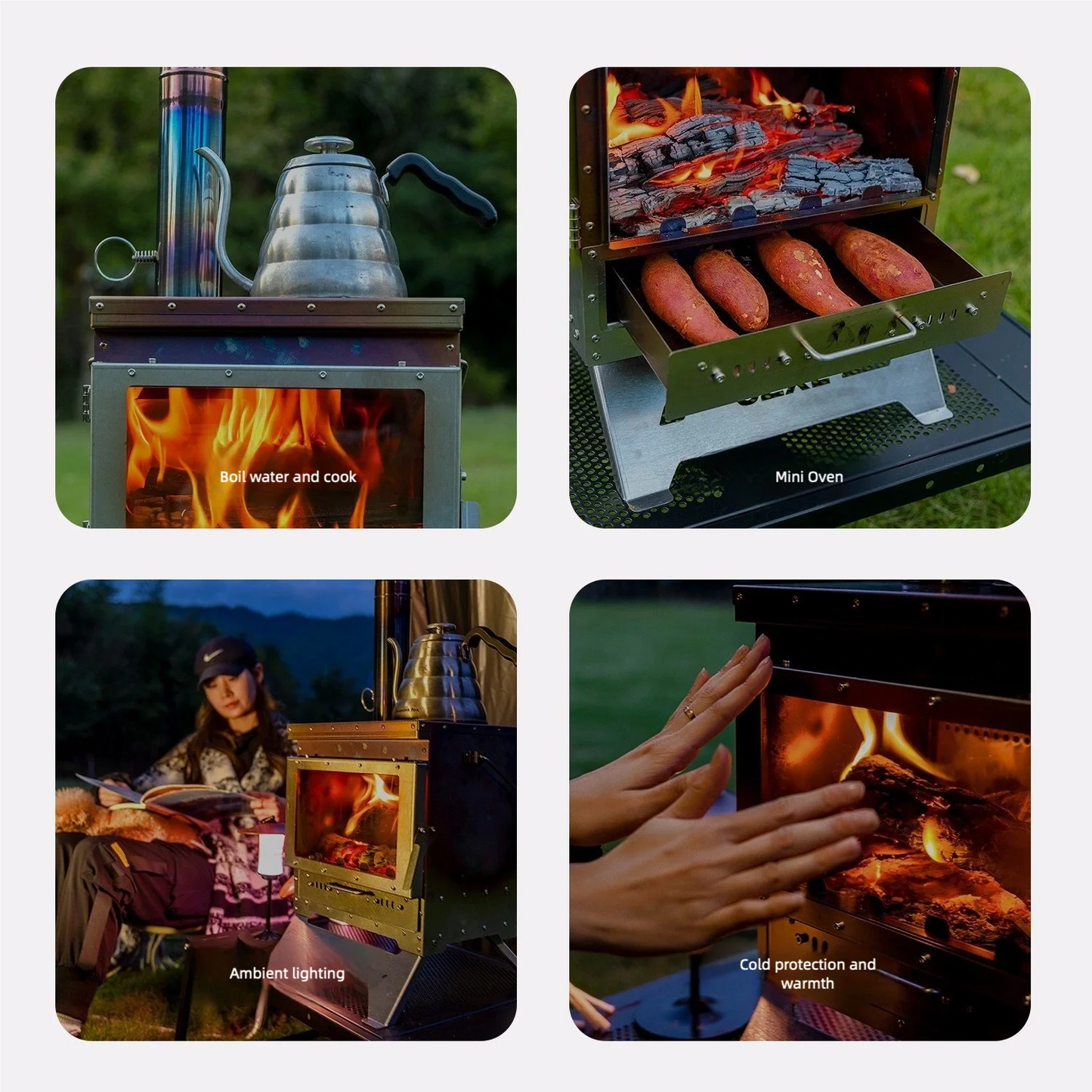 Stainless Steel Smokeless Fireplace Multifunctional Tent Firewood Stove Camping Firewood Stove Portable Heating Stove