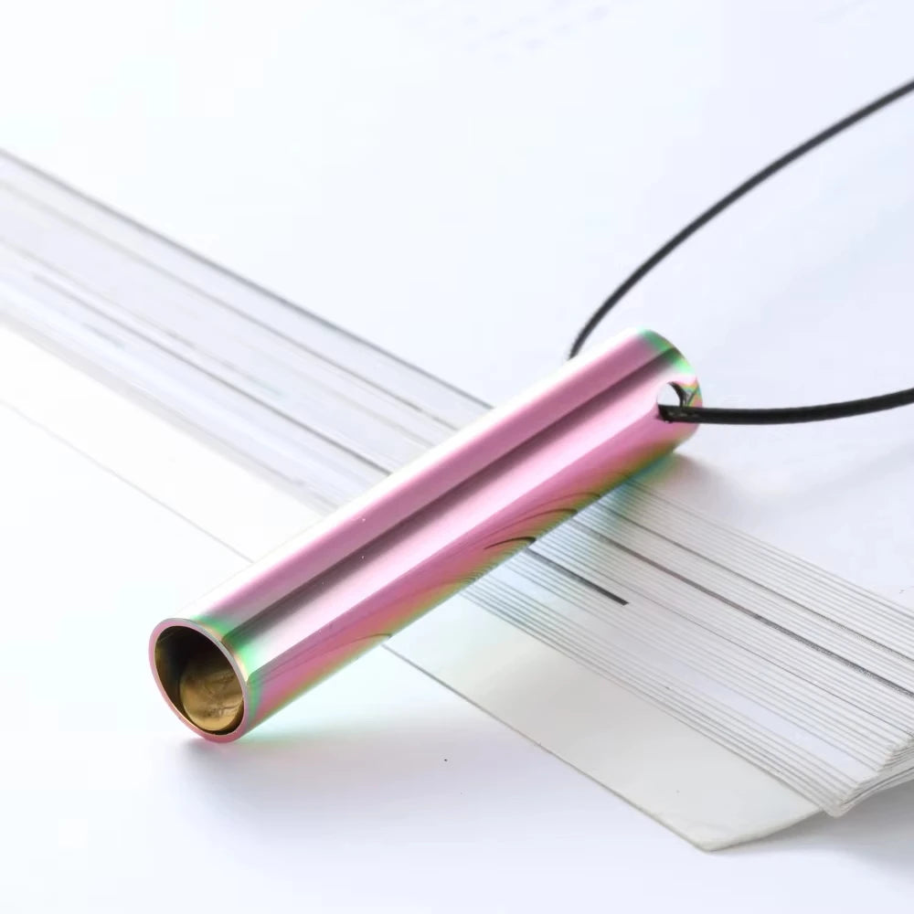 528 Hz Mindfulness Adjustable Breath Pendant Necklace Stainless Steel Meditation Stress Relief Frequency Blowing Whistle Jewelry