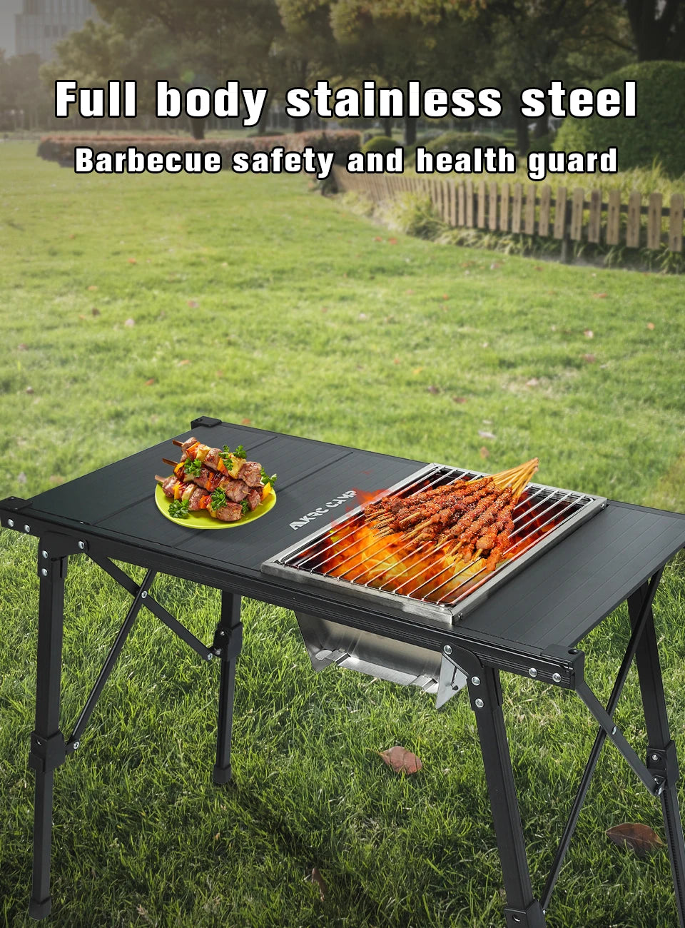 304 Stainless Steel Barbecue Grill Portable Outdoor Stove IGT Table Stove Folding Firewood Stove Barbecue Camping Stove