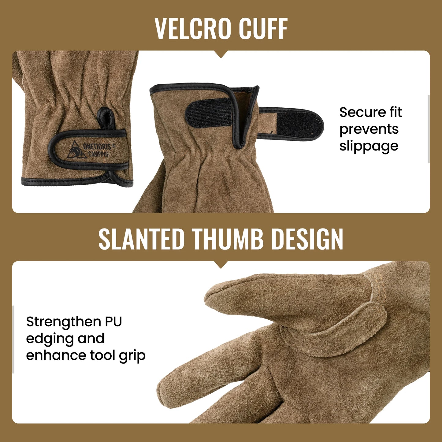 OneTigris Welding Gloves Fireproof Leather Work Gloves for Men/Women Forge BBQ Camping Wood Stove Heat-Insulating Cowhide