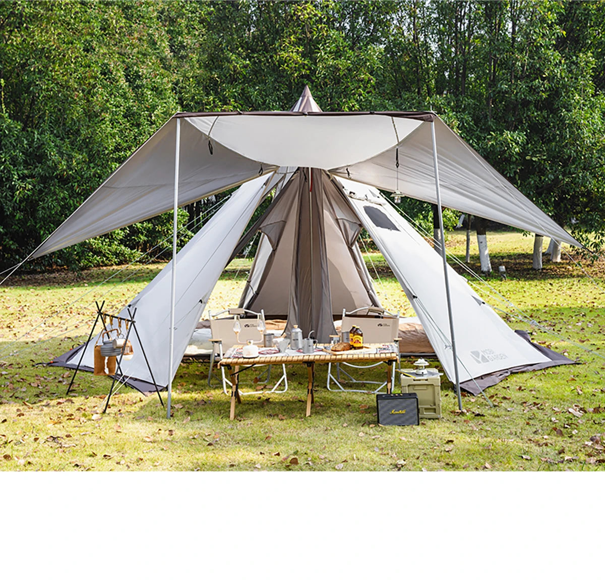 MOBI GARDEN Camping Pyramid Tent 4-6 Person Waterproof UV Protection Home Outdoor 3 Seasons Forest Tower 280