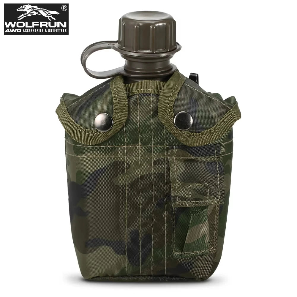 Outdoor Camouflage Military Canteen Bottle Backpacking Survival Water Kettle Camping Hiking Bottle 1L Large-capacity Kettle