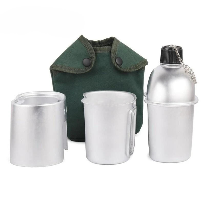One Set, Aluminum Kettle Cup And Storage Bag, Portable Outdoor Sports Camping Hiking Water Bottle, Outdoor Supplies