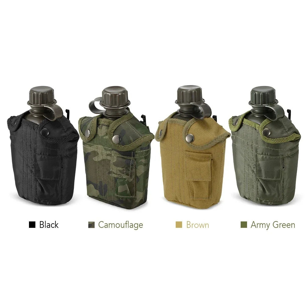 Outdoor Camouflage Military Canteen Bottle Backpacking Survival Water Kettle Camping Hiking Bottle 1L Large-capacity Kettle