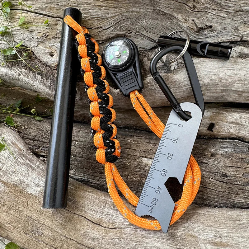 Bear Grylls Survival Fire Starter Magnesium Flint Rod, Portable Emergency Firesteel Kit Compass Whistle for Camping Hiking Tool