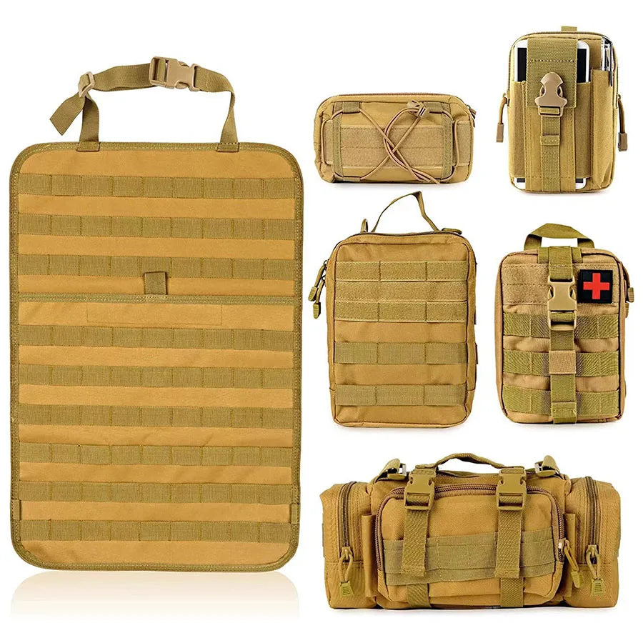 High Quality Multifunction 55*37CM 600D 6PCS In 1 Car Back Seat Tactical Hanging Storage Organizer