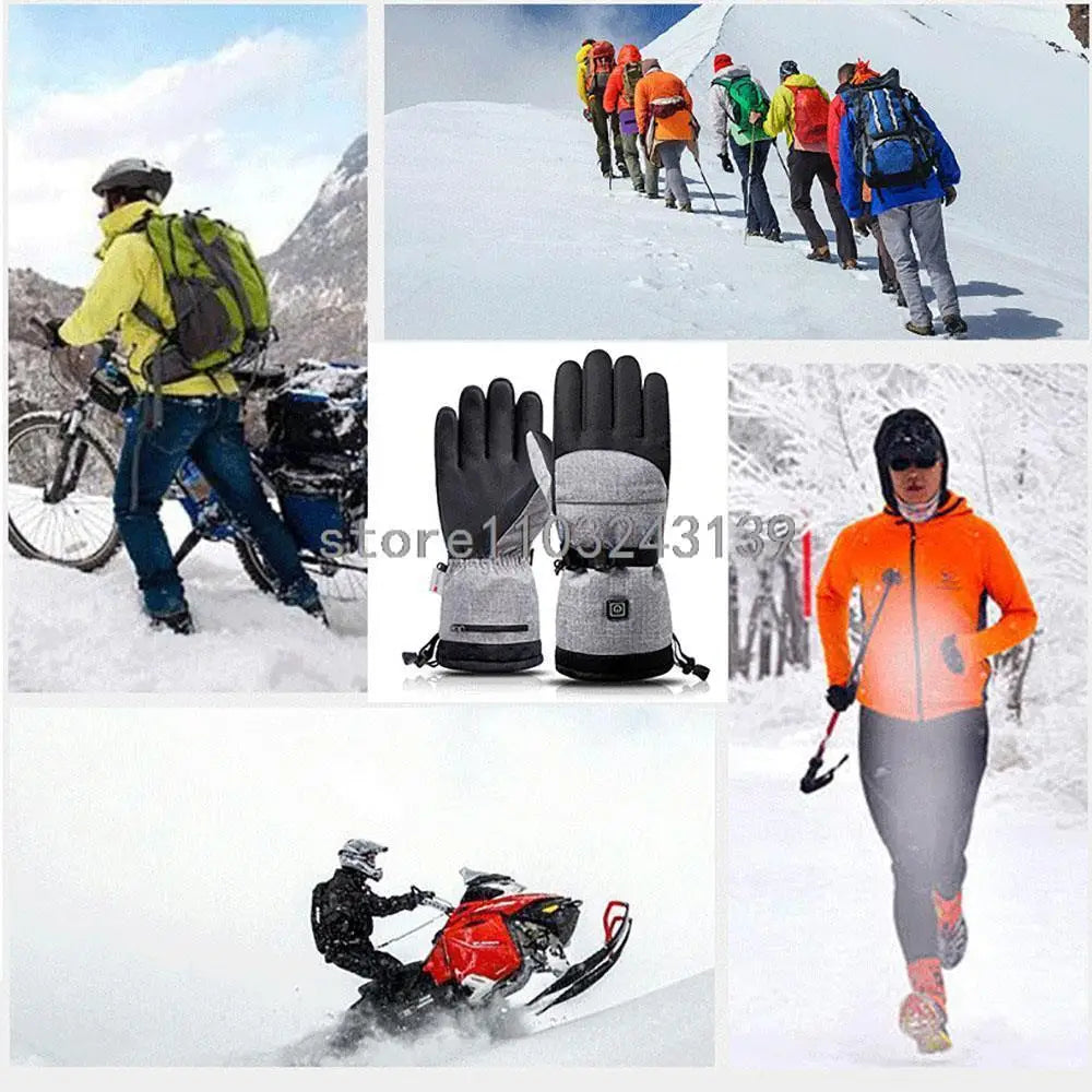 Winter Heated Gloves With Battery Box Heating Hand Warmer Thermal Gloves Waterproof Snowboard Cycling Motorcycle Bicycle Ski