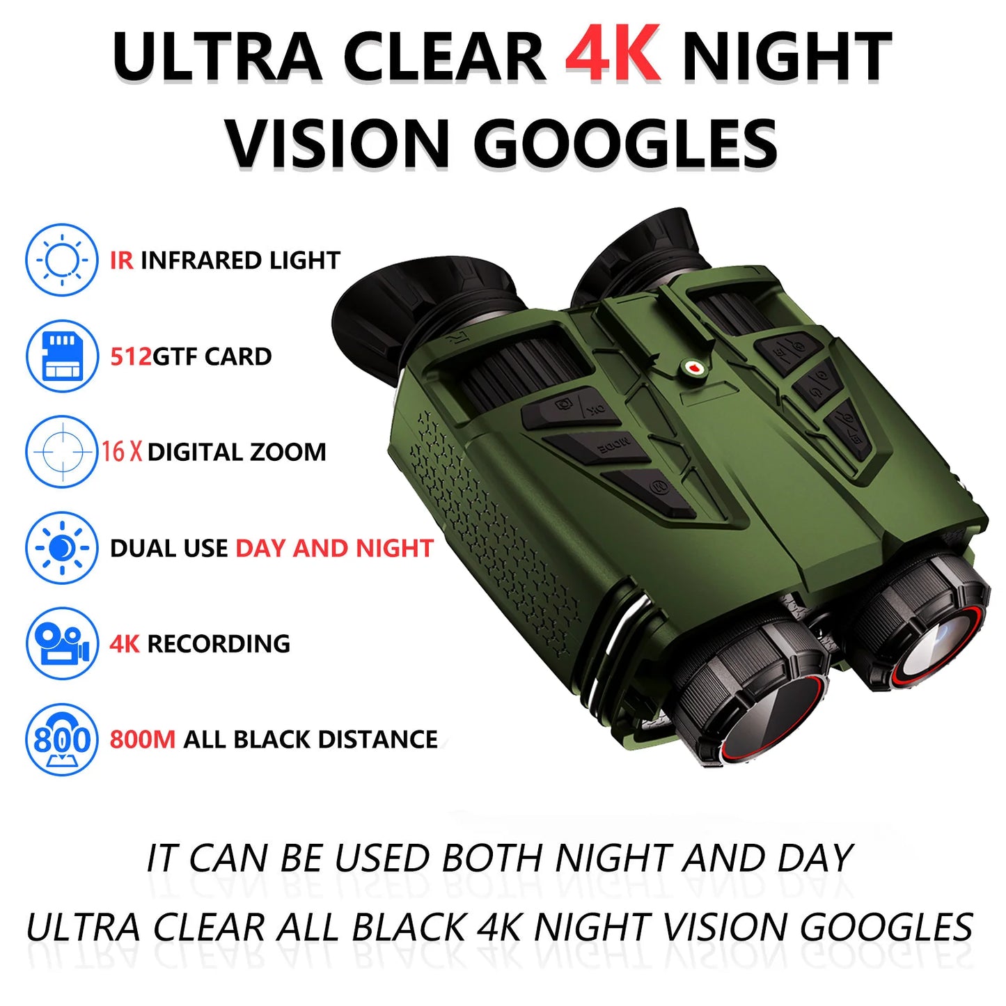 NVC800 WIFI Compact Thermal Monocular 16x Zoom Adjustable Night Vision Goggles Lightweight Thermal Camera for Hunting & Camping