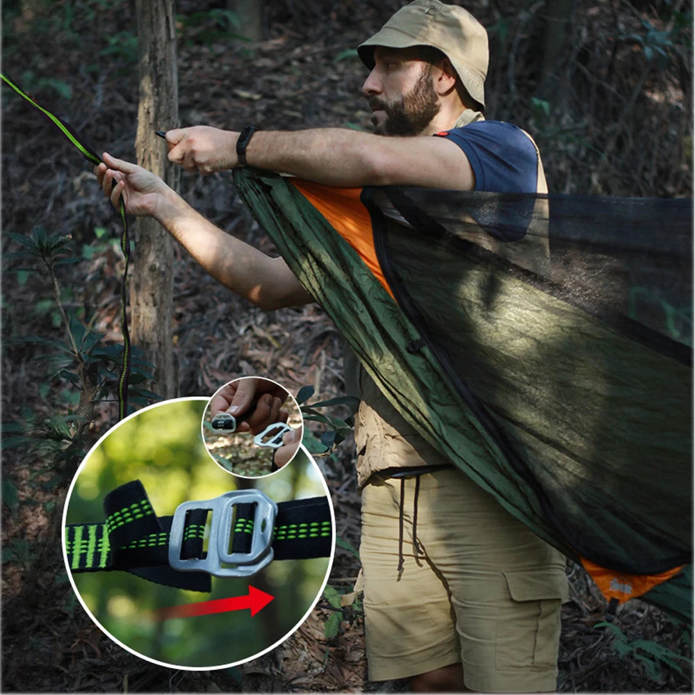 Spacious Single&Double Hammock with removable No See-Um net 2 in 1 camping hammock with protection net for outdoor