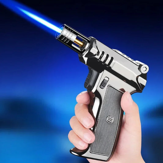 High Fire Spray Gun Windproof Jet Blue Flame Butane Gas Lighter Safety Lock Switch Outdoor Camping BBQ Kitchen Cigar Lighters