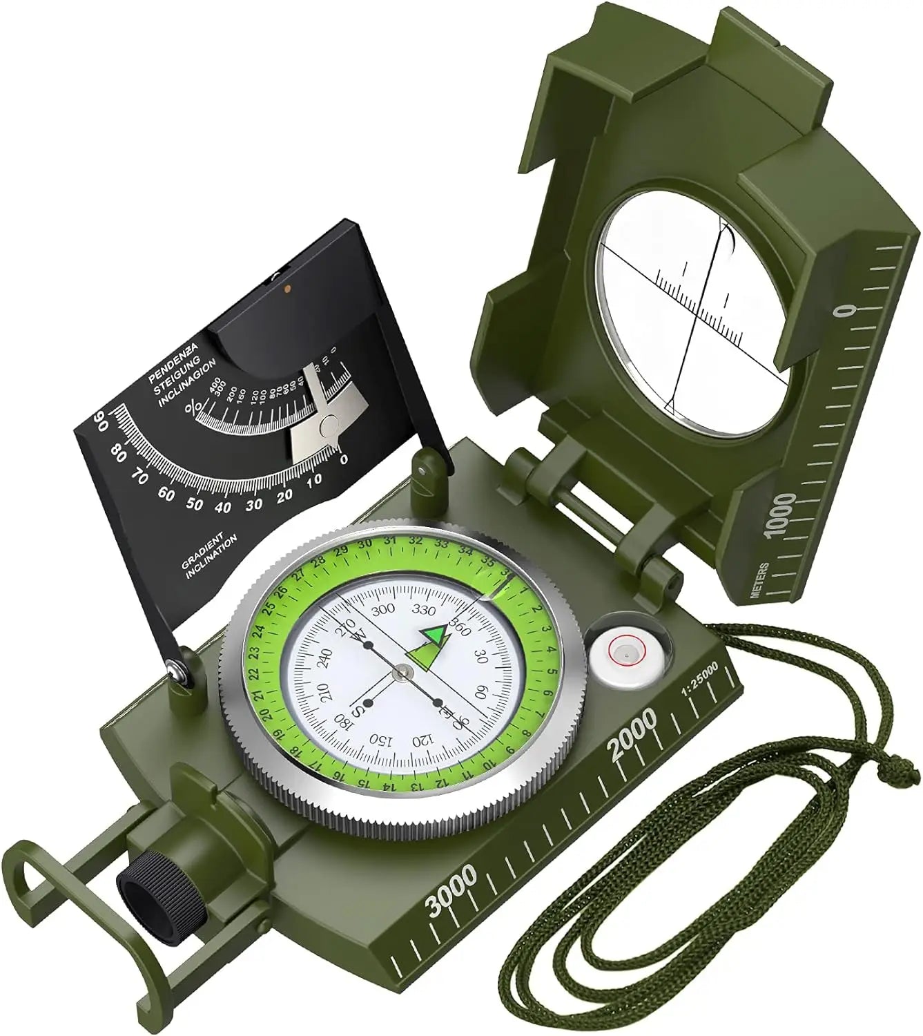 Outdoor Survival Compass High Precision Professional Metal Sight Compass Luminous for Outdoor Hiking Climbing Exploring Geology